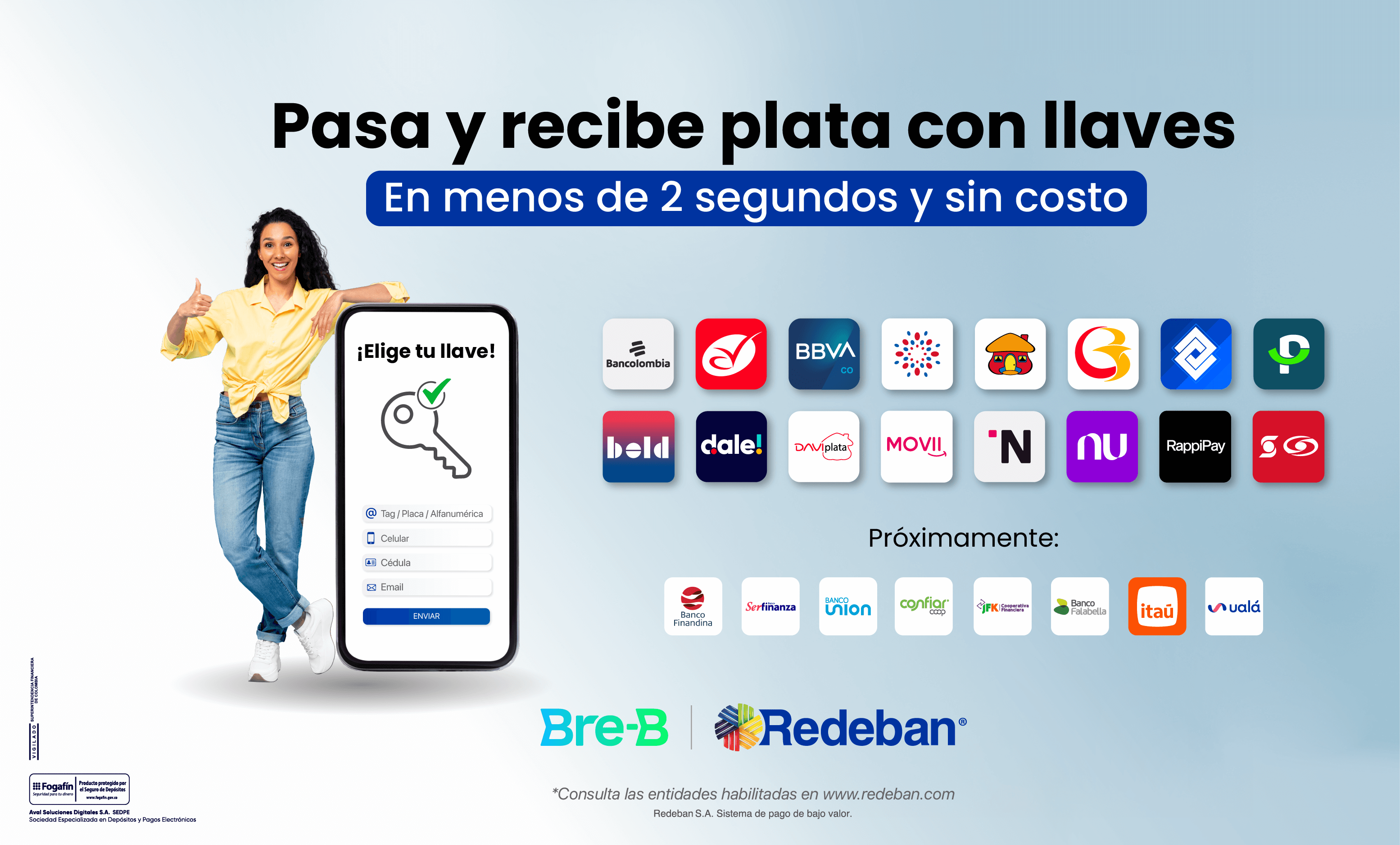 Piloto de transferencias con llaves Redeban